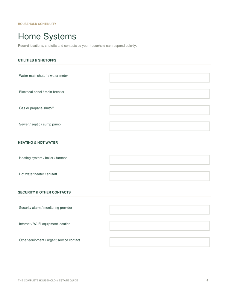 Guide sample: Home systems